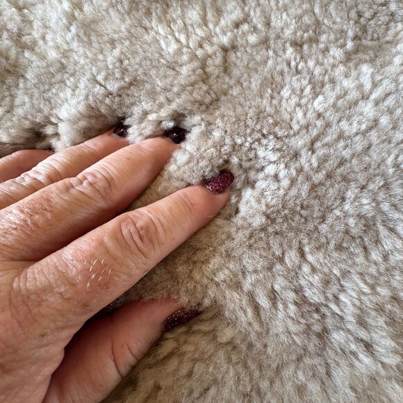 Fibre Shortwool Curly Sheepskin Lumbar Pillow Cover Plush Soft Fur Neutral Tan - Picture 4 of 9